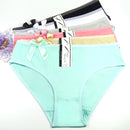 Women's Briefs Appare Mid Waist Cozy Solid Bow Women Cotton Panties Underwear for Women Plus Size 2xl 3xl 4xl 6 pcs/lot
