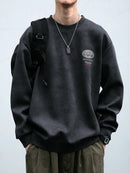 2025 Spring Mens Loose Fit Round Neck Hoodie Big Size Oversized Streetwear Hip Hop Retro American Casual Pullover Trendy Print