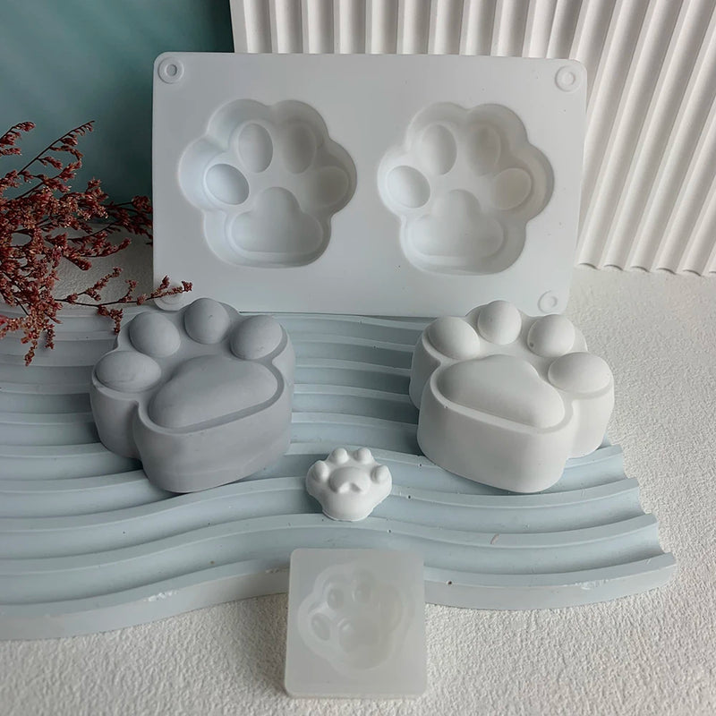 Cute Cat Paw Candle Diy Silicone Mold Aromatherapy Candle Soap Making Mould Resin Molds Home Decoration