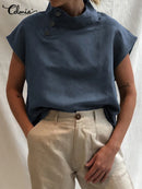 Celmia Fashion Damenblusen 2024 Sommer Baumwollleinen Blusas Mujer Stylisches weißes Hemd Elegante Kurzarmtuniken Leicht