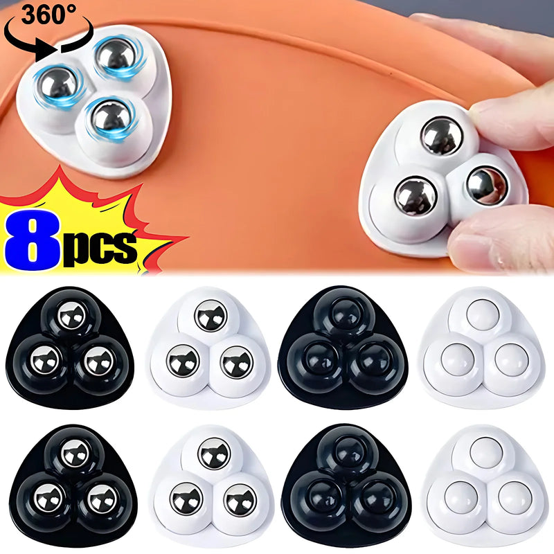 8/4PCS Self Adhesive Caster Mini Swivel Wheels Stainless Steel Universal Wheel 360 Degree Rotation Pulley for Heavy Furniture