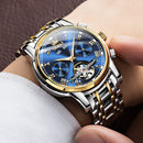 OLEVS Original Uhr für Herren, Automatische Mechanische Armbanduhr, Top-Marken Luxus Tourbillon Armbanduhr Klassische Herren Schwarze Uhren 6607