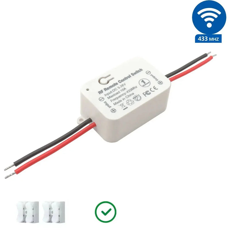 12V 24V Wireless Remote Control Switch DC RF433MHz Wet Contact Switch 10A Relay Module for Electronic Lock / LED / Bulb ON OFF