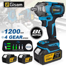 Gisam 1200N.M Torque Brushless Electric Impact Wrench 1/2 inch Cordless Wrench Screwdriver Power Tool for Makita 18V Battery Pin