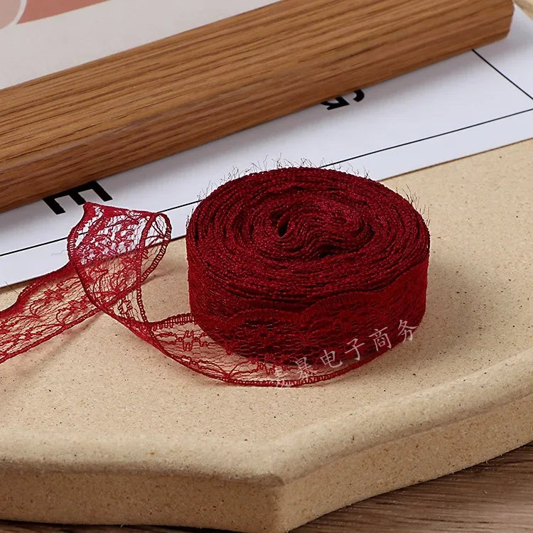 10Meters/Roll 2.2CM Non-Stretchy Lace Ribbon DIY Handmade Crafts Material Christmas Halloween Wedding Party Gift Wrapping Tape