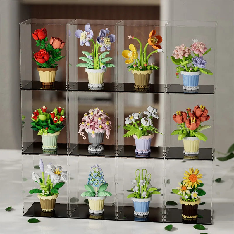 New Product Simulation Small Potted Bouquet Ornaments Tiny Particles Assembled Building Blocks Leisure Toys Girls Birthday Gifts