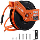 SucceBuy Retractable Air Hose Reel 50FT Hybrid Compressor Hose Reel 5In Wall Mount Heavy Duty Double Arm Stainless Steel Reel