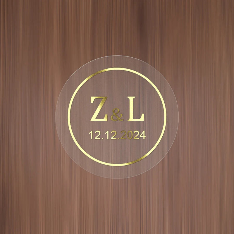 Custom Gold Foil Stickers Wedding nvitation card gift box Personalized Round logo Bridal Party Decoration Hebrew Minor Language