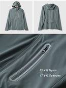 Men Summer Jacket UPF50+ UV Blocking Skin Coats Nylon/Spandex Breathable Quick Dry Light&Thin Sun Protection Hooded Windbreakers