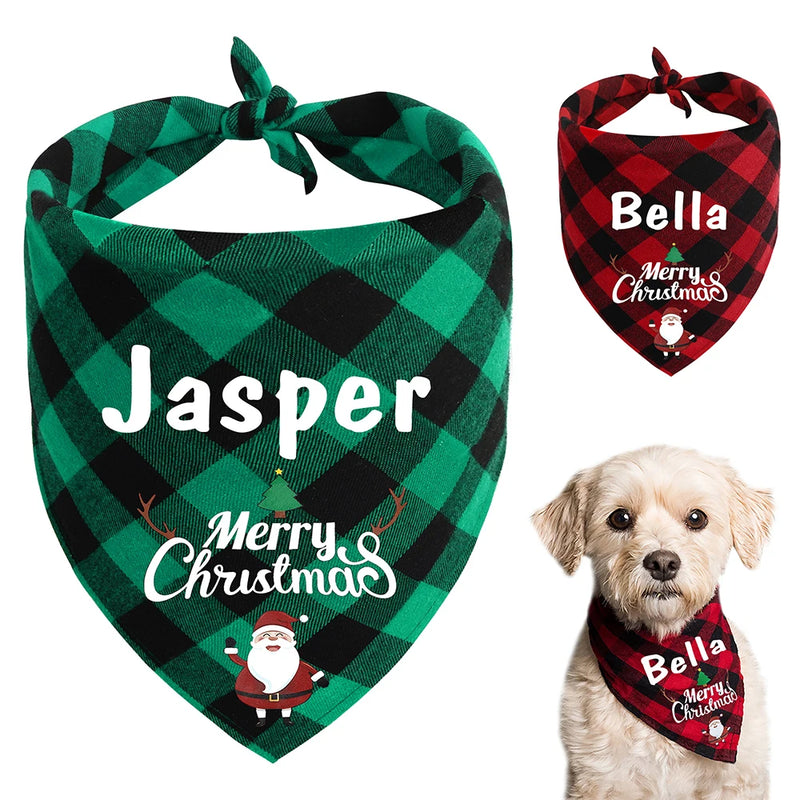 Free Custom Christmas Dog Bandana Cute Birthday Pet Puppy Triangle Scarf Adjustable Bandanas Bibs for Dogs Cats Pet Supplies Pug