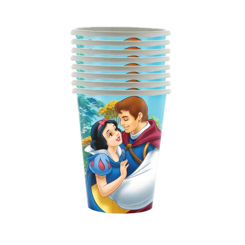 Snow White Birthday Party Set Cup Plate Napkins Tablecloth Cake Topper Balloons Disposable Tableware Baby Shower Supplies