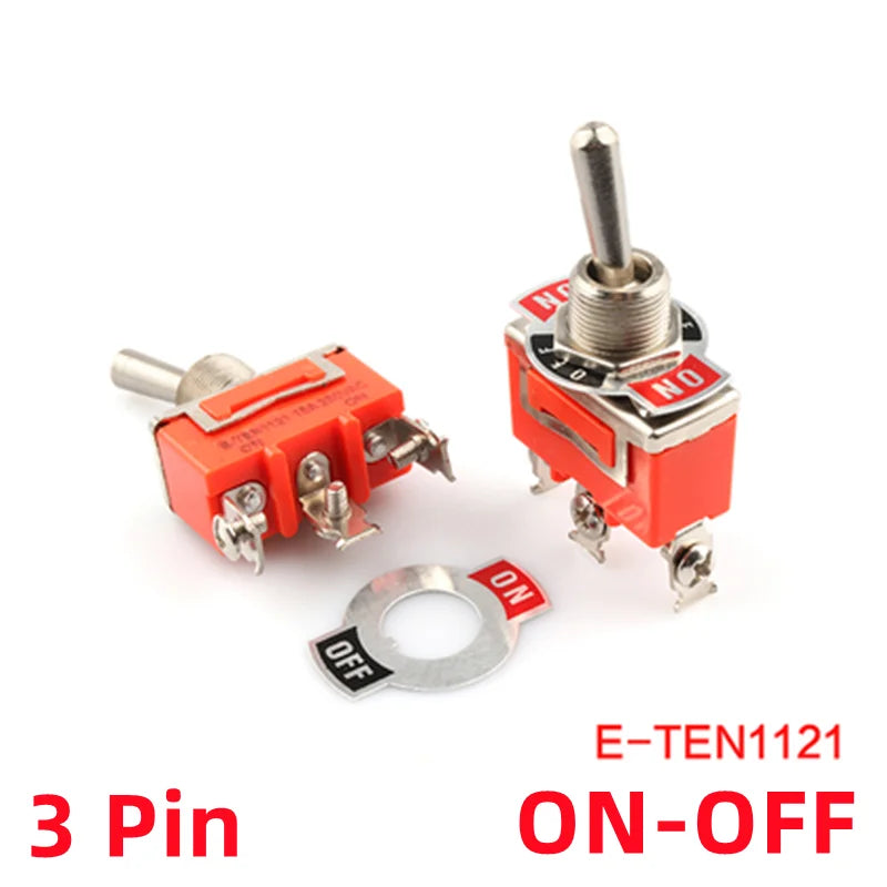 10 PCS,The Power Toggle Switch,ON-OFF/ON-OFF-ON,E-TEN Series,15A 250VAC,2/3/4/6Pin