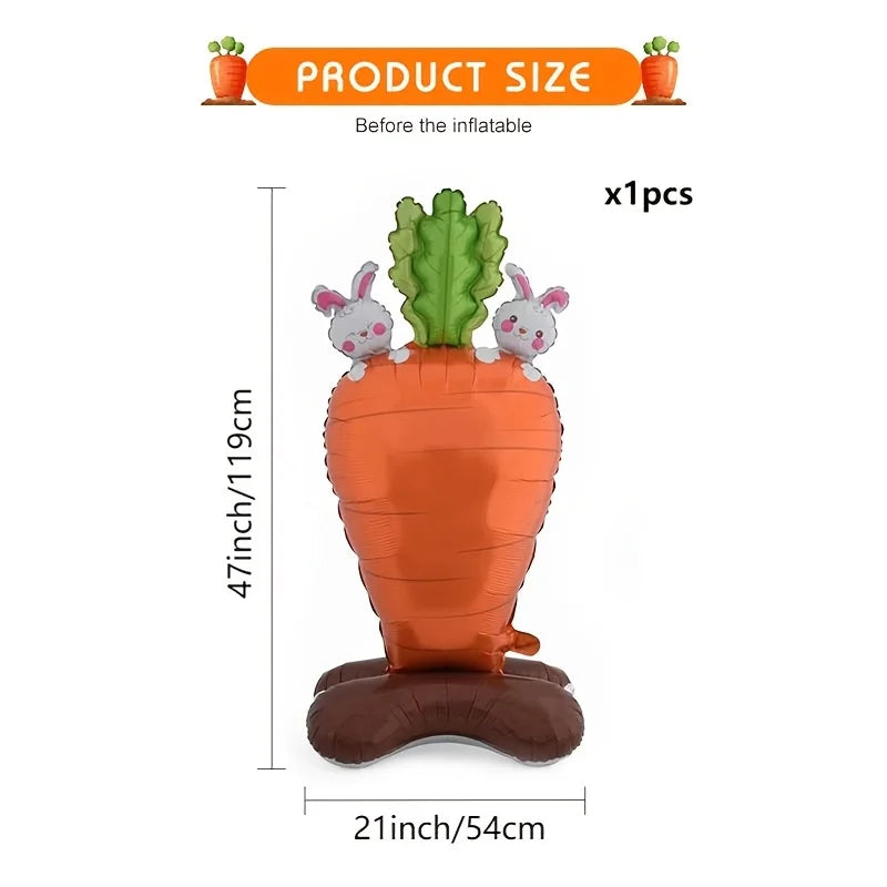 1pc Easter Standing Cartoon Shaped Rabbit Carrot Aluminum Film Balloon Festival Party Decoration Decoration