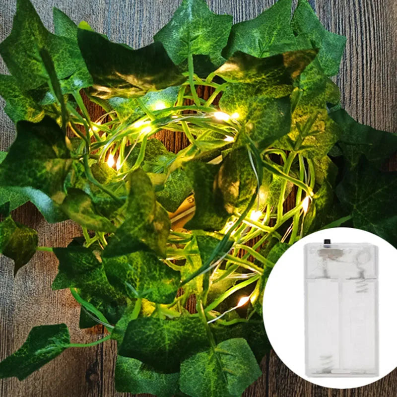 Flower Green Leaf String Lights Artificial Vine Fairy Lights Battery Powered Christmas Tree Garland Light for Weeding Home Decor