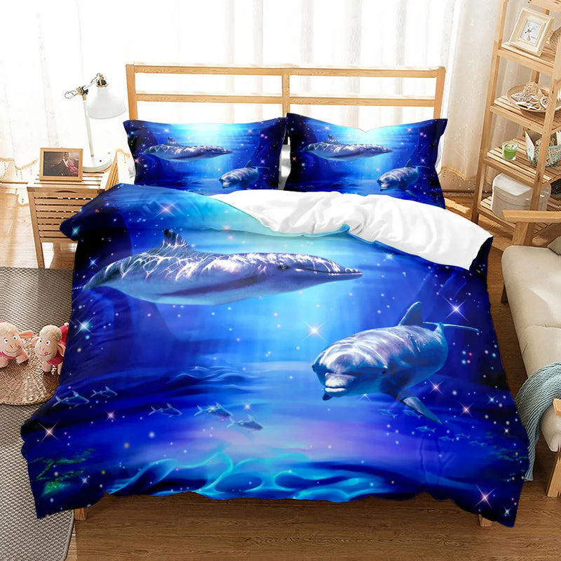 3D Ocean Bedding Set King Queen Double Full Twin Single Size Bed Linen Set