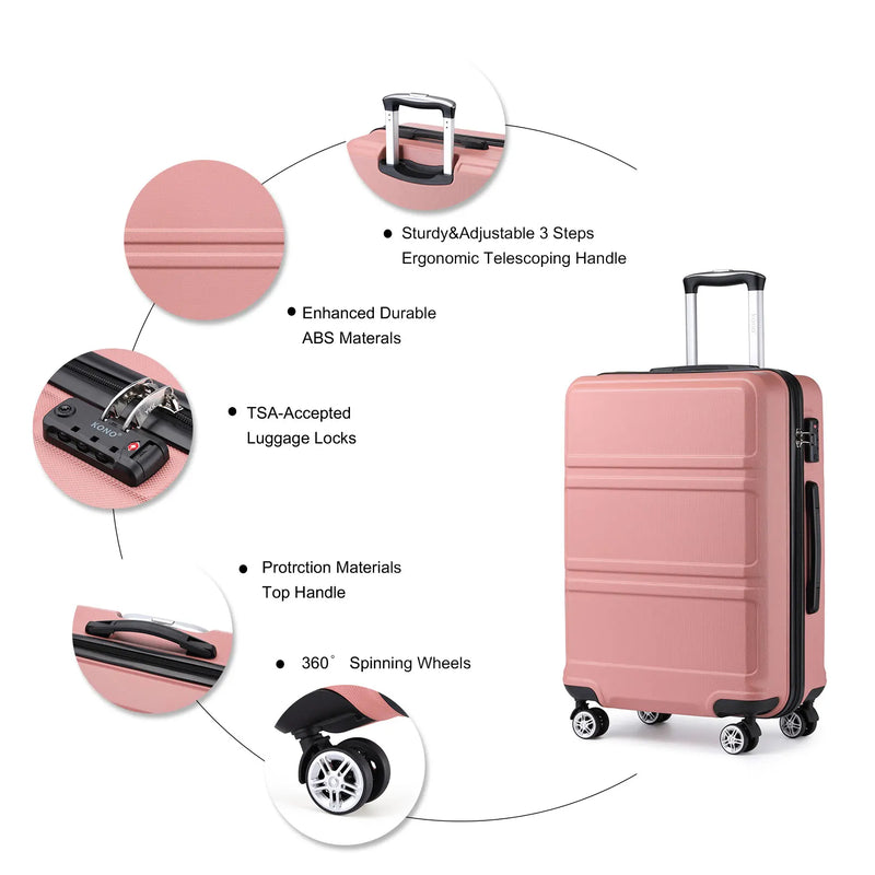 KONO TSA Lock, suitcase (M/L/XL) TONO Hard Case, Lightweight ABS Trolleys with Twin wheels