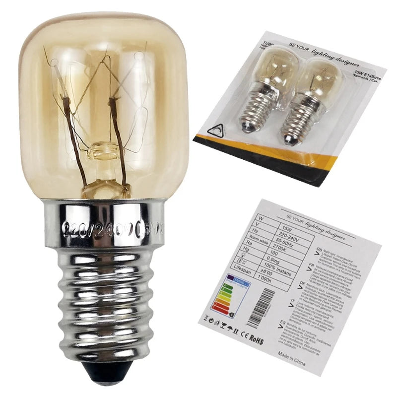 2pcs 220V E14 300 Degree High Temperature Resistant Microwave Oven Bulb Cooker Lamp Lighting Bulb