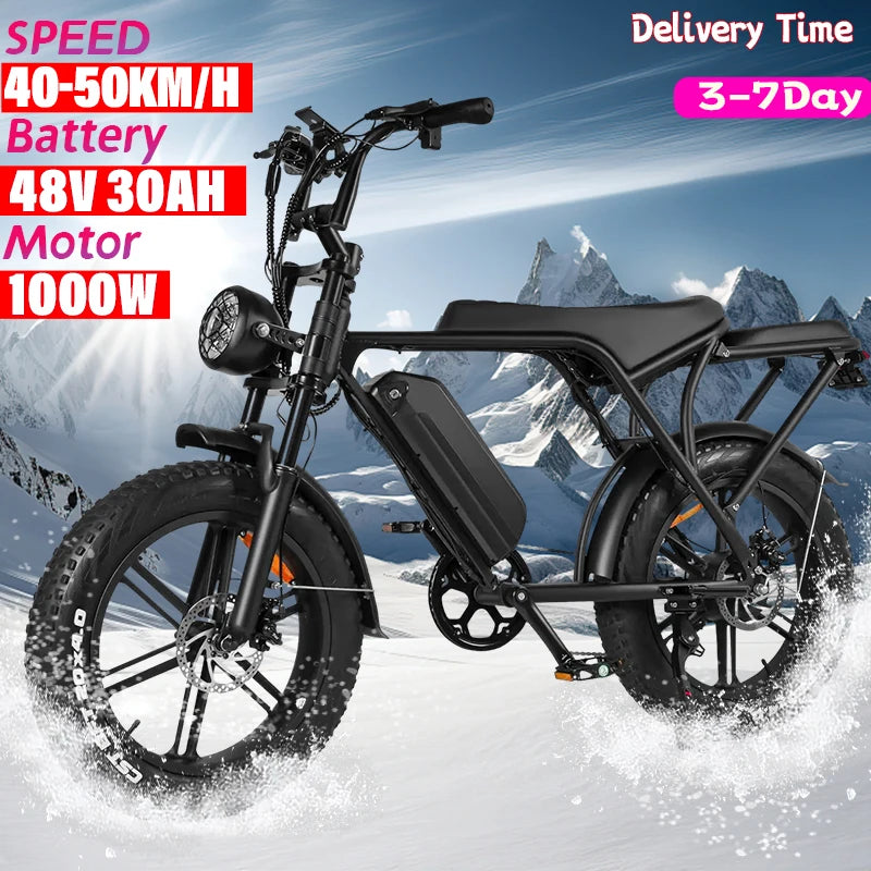 20inch Ouxi V8 1000w electric bicycle fat tire e-bike for adults 48v 50km/h off road city ebike fatbike in  EU Dutch warehouse