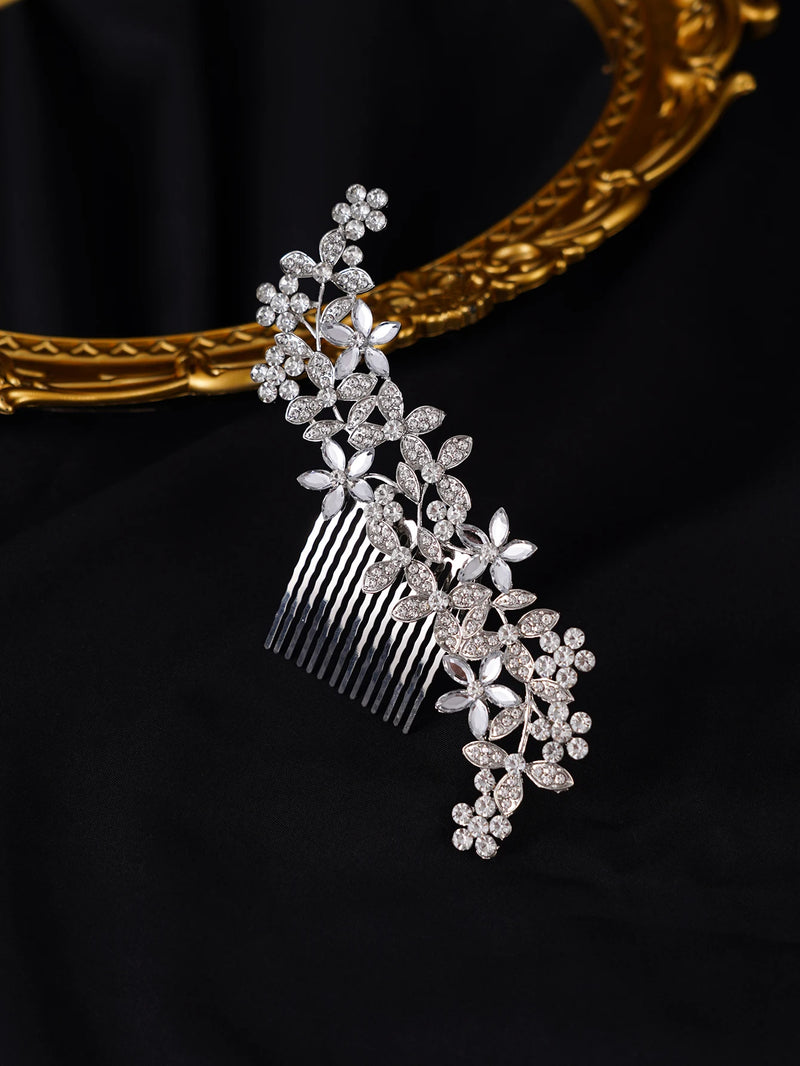 1 Horseeye Crystal petals Rhinestone alloy bride hair comb wedding dress accessories Hairpin
