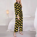 Pajamas Female Yellow Classic Ducks Daily Sleepwear Animal Two Piece Retro Pajama Sets Long Sleeve Elegant Oversize Home Suit