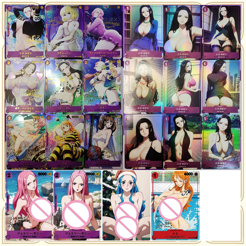 9PC/Set Anime One Piece DIY ACG Premium Flash Card Boy Games Toys Collectible Cards Birthday Gifts Nico Robin Vivi Uta Yamato