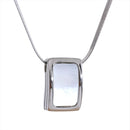 Yhpup Natural Shell Square Thicker Pendant Stainless Steel Fashion Necklace Unisex High Quality Golden Chain Jewelry Men Women