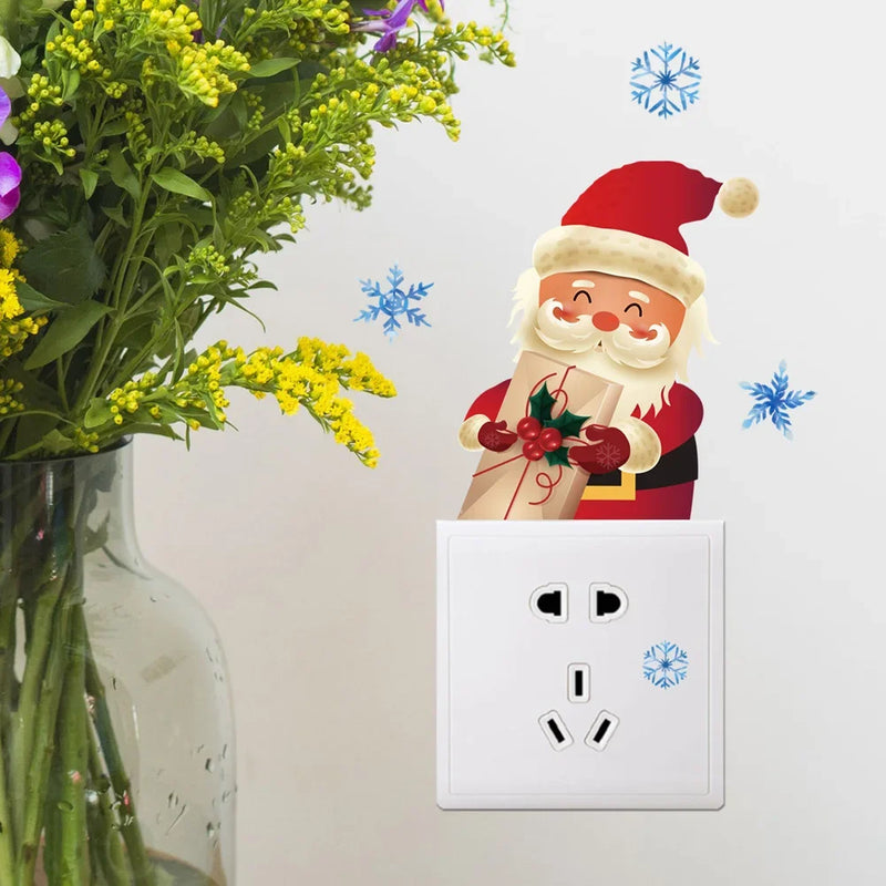 Luminous Santa Claus Switch Sticker Christmas Home Decoration Bedroom Living Room Decor Wallpaper Glow In The Dark Wall Decals