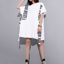 XITAO Europe Print Letter Dress Loose Solid Color Short Sleeve Fashion Street Style Women 2020 Spring Summer New Minority XJ4559