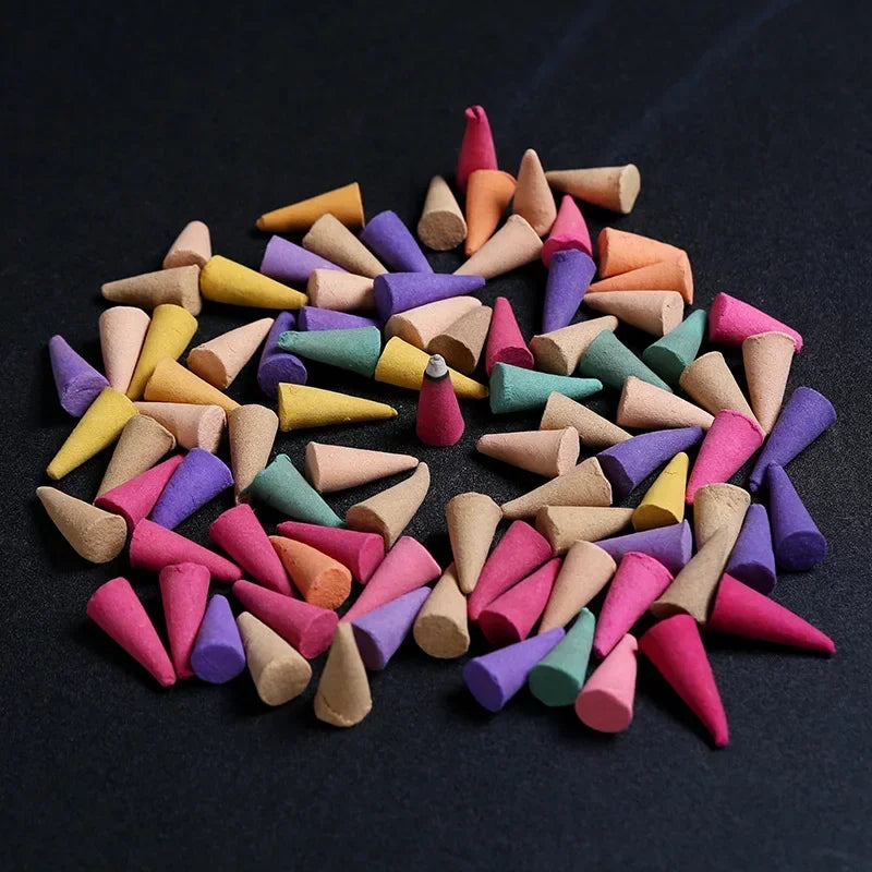 60Pcs Scented Incense Cones Anxiety Relief Fragrance Incense Cones Natural Scents Granules Meditation Relaxation Sandalwood Cone