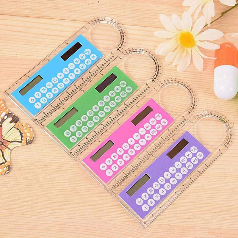 Calculator Mini School Supplies Solar Transparent Ruler with Magnifier Student School Supplies