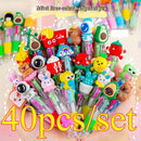 20/40pcs/Set, Cute Retractable Multicolor Ballpoint Pens, Medium Tip Resin Material Office Supplies, School Stationery