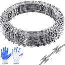 SucceBuy Razor Wires Razor Barbed Wire Razor Wire Fencing Fence Double Spiral Barbed Wire Galvanized Wire Rolls Razor for Garden