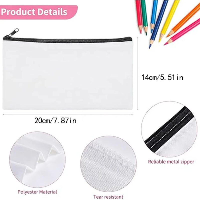 12Pcs Cosmetic Bags Multipurpose Sublimation Blanks DIY Heat Transfer Makeup Bags Iron on Transfer Zipper Canvas Pouch