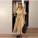 The Overcast Line | Belted Trench Midi Dress with Cape Overlay