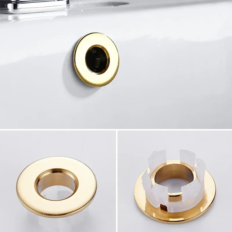 Bathroom Basin Faucet Sink Overflow Cover Brass Six-foot Ring Insert Replacement Hole Cover Cap Chrome Trim Bathroom Accessories