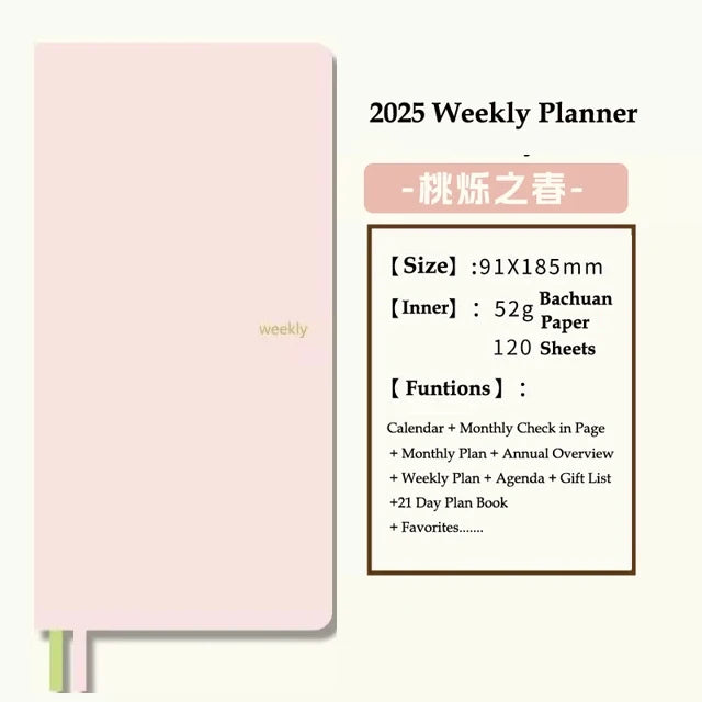 Kinbor 2025 Weekly Planner Week Daily Agenda Journal Notebook Hard Cover Calendar Monthly Schedule To Do List Time Organizer