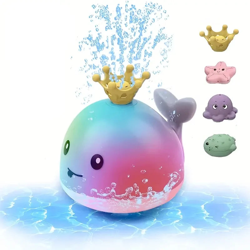 Baby Bath Toys Whale Electric Inductive Water Spray Ball with Light Bathroom Bathtub Swimming Toys for Toddler Infant Children