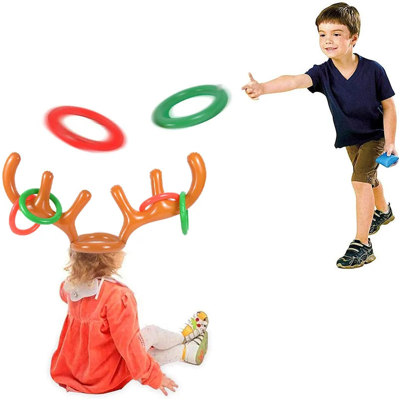 Christmas Game Inflatable Reindeer Antler Hat Ring Toss Kids Gifts Toys New Year Christmas Home Decoration Xmas Party Supplies