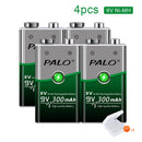 PALO 6F22 9V Ni-MH Akku 9 V 300mAh Batterien 9 Volt geringe Selbstentladung 9 Volt Batterie mit Smart Charger