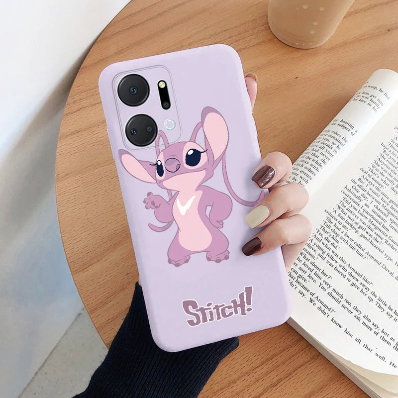 For Honor X7a Stitch Baby Cute Happy Angel Phone Case Soft Silicone Shockproof Cover Couple Lilo Stitch Capa For Honor X7 a Bags