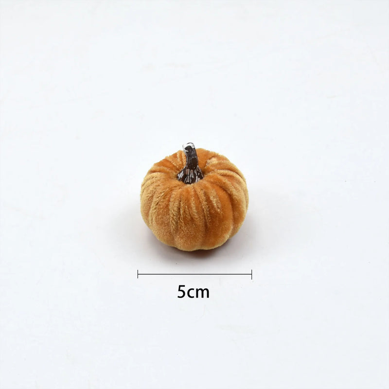 10pcs Velvet Artificial Pumpkin Decoration Desktop Pumpkin Ornament Christmas Thanksgiving Harvest Festival Halloween Decoration