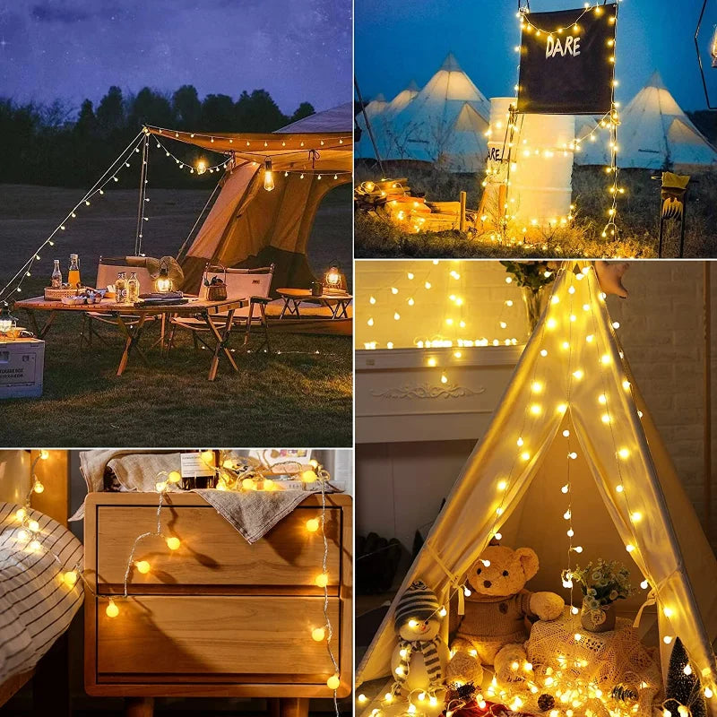 12M USB/Battery Power String Lights Globe String Lights Waterproof Outdoor Lamp Wedding Garden Ball Fairy Lights Christmas Decor