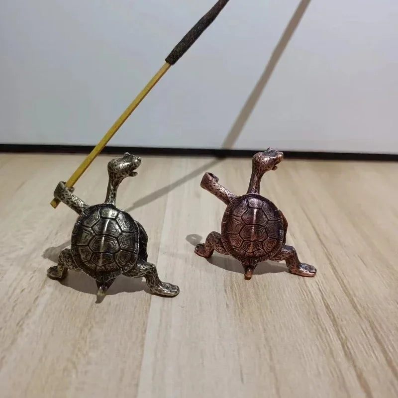 1pcs Mini Turtle Shape Incense Censer Sandalwood Stick Holder Vintage Bronze Animal Incense Holder Burner Stand Gift Home Decor