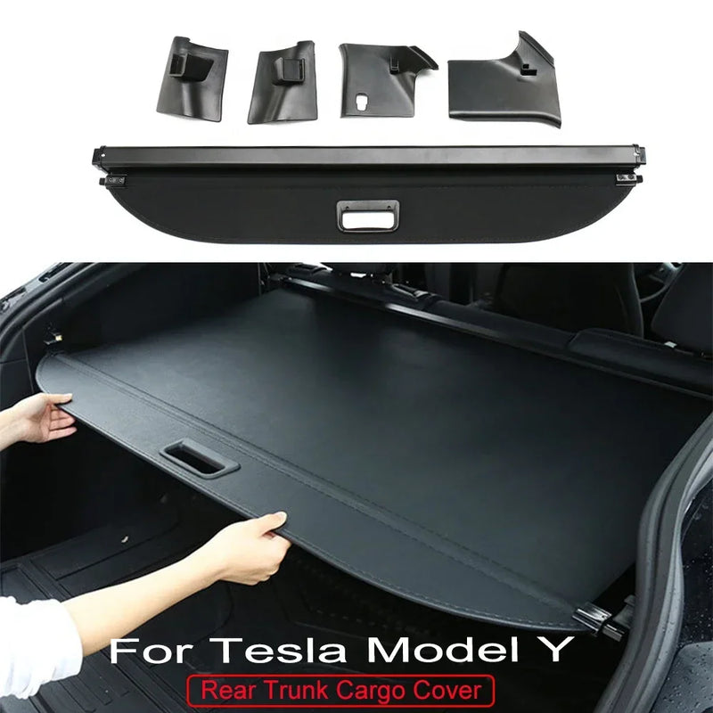 For Tesla Model Y Berlin Trunk Cargo Cover Curtain Rear Luggage Carrier Retractable Partition Baffle Plate Storage Accessories