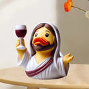 Unique Resin Duck Sculpture Halloween Creative and Playful Decorative Jesus Art for Home, Office, Collectibles