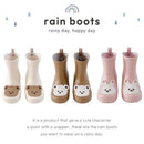 Toddler Kids Rain Boots Waterproof Non-Slip Children Rubber Shoe Cartoon Cute Bear Rabbit Boys Girl Baby Middle Tube Water Shoes