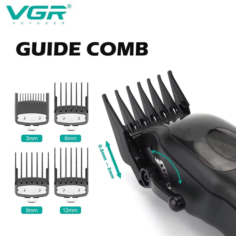 VGR Hair Clipper Professional Hair Cutting Machine 9000 RPM Barber Rechargeable Hair Trimmer Adjustable Clipper for Men V-269