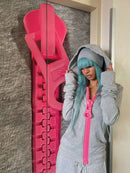 Y2K street Harajuku loose oversized zipper multi-pocket hoodie American fashion trend solid color oversized hoodie for women