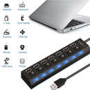 USB Hub 7-in-1 Adapter Multi Ports Use Power Adapter Extensor USB 2.0 PC Computer Accessories Switch USB for Pc Usb Port Laptop
