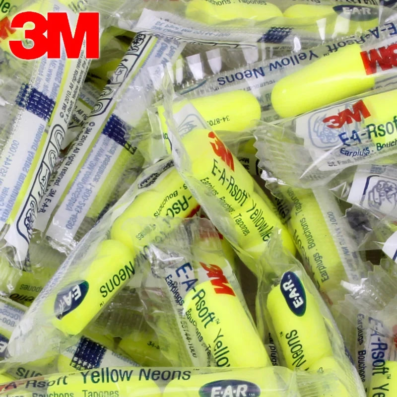 10pairs Authentic 3M 312-1250 Foam Soft corded Ear Plugs Noise Reduction Norope Earplugs Swimming Protective earmuffs